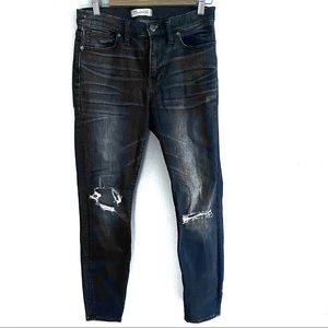 Madewell High Riser Dark Wash Busted Knee Distressed Skinny Jeans, 28